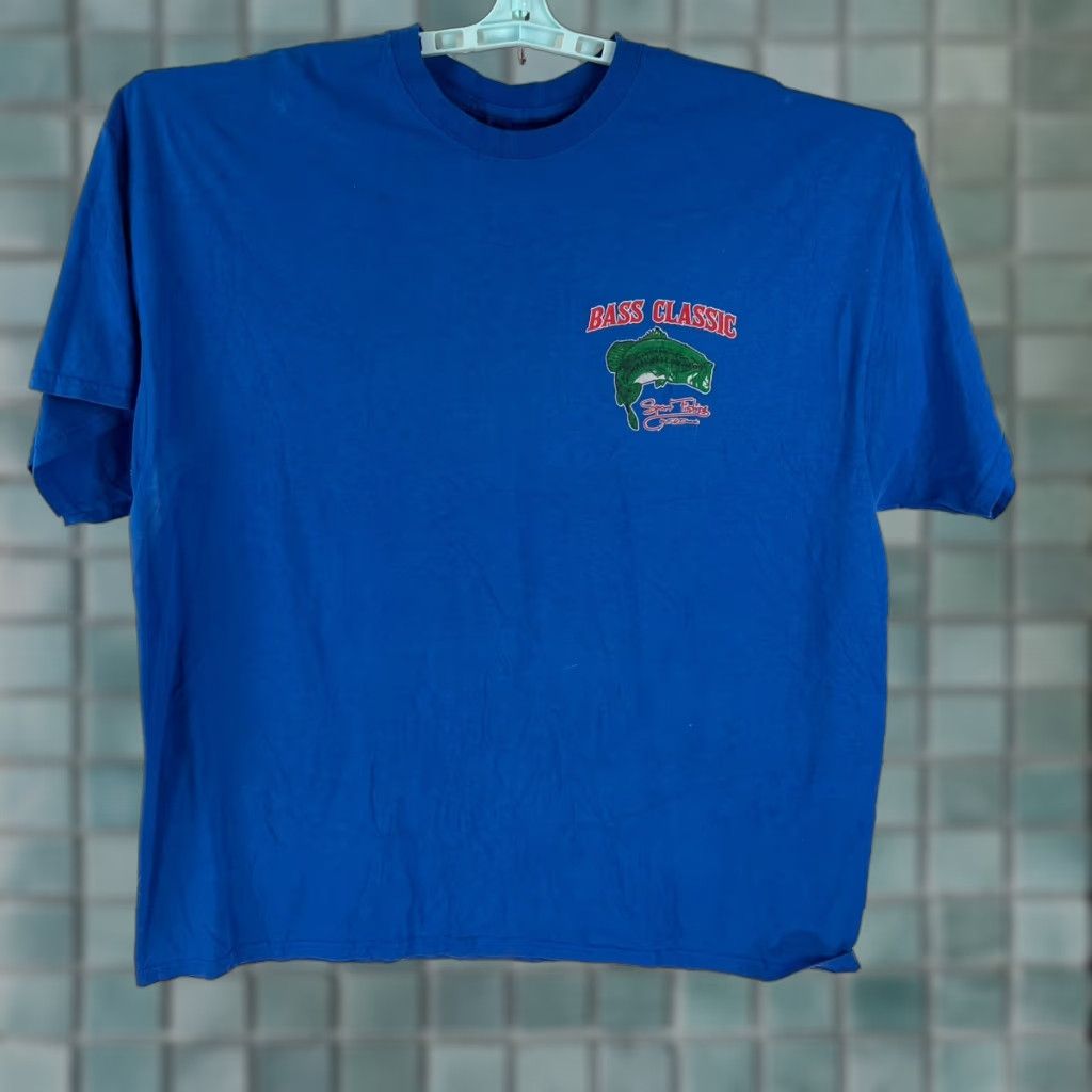 Vintage VINTAGE Bass Classic F H Davis Shirt Mens XL Blue 2 Sided Graphic Tee Shirt Mens XL Blue 2 Sided Graphic Tee Size US XL / EU 56 / 4 - 1 Thumbnail