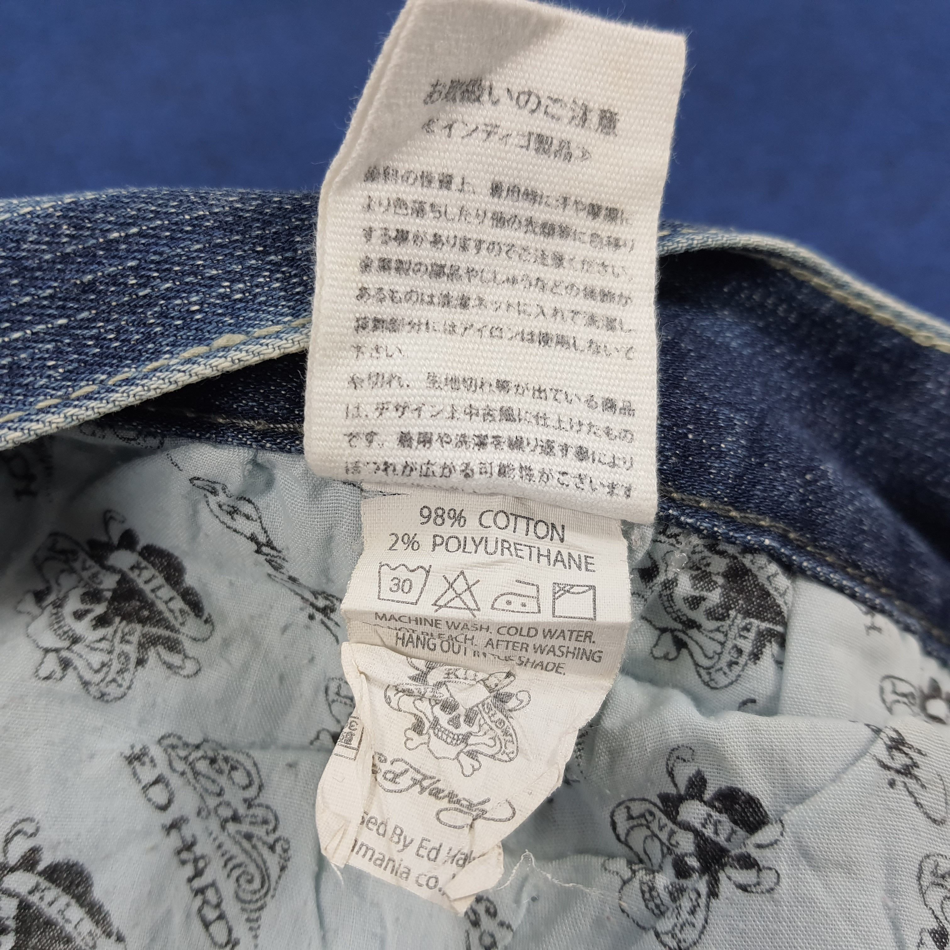 Designer × Ed Hardy × Vintage Vintage Ed Hardy Love Kills Slowly Embroidered Skull Jeans Size US 35 - 10 Thumbnail