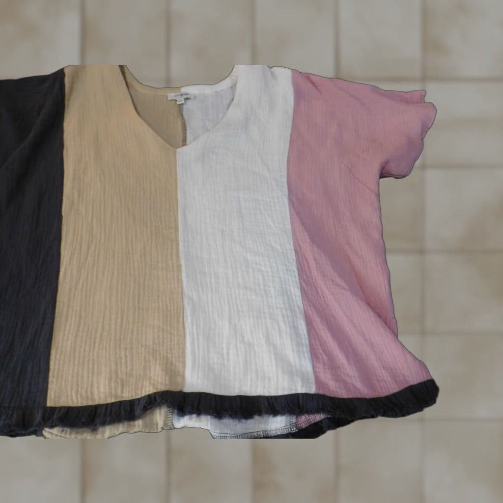 Pinko UMGEe Designer Blouse Short Sleeve Round Neck Pullover Pink Striped Knit 100% Cotton Regular M Womens Size M / US 6-8 / IT 42-44 - 1 Thumbnail