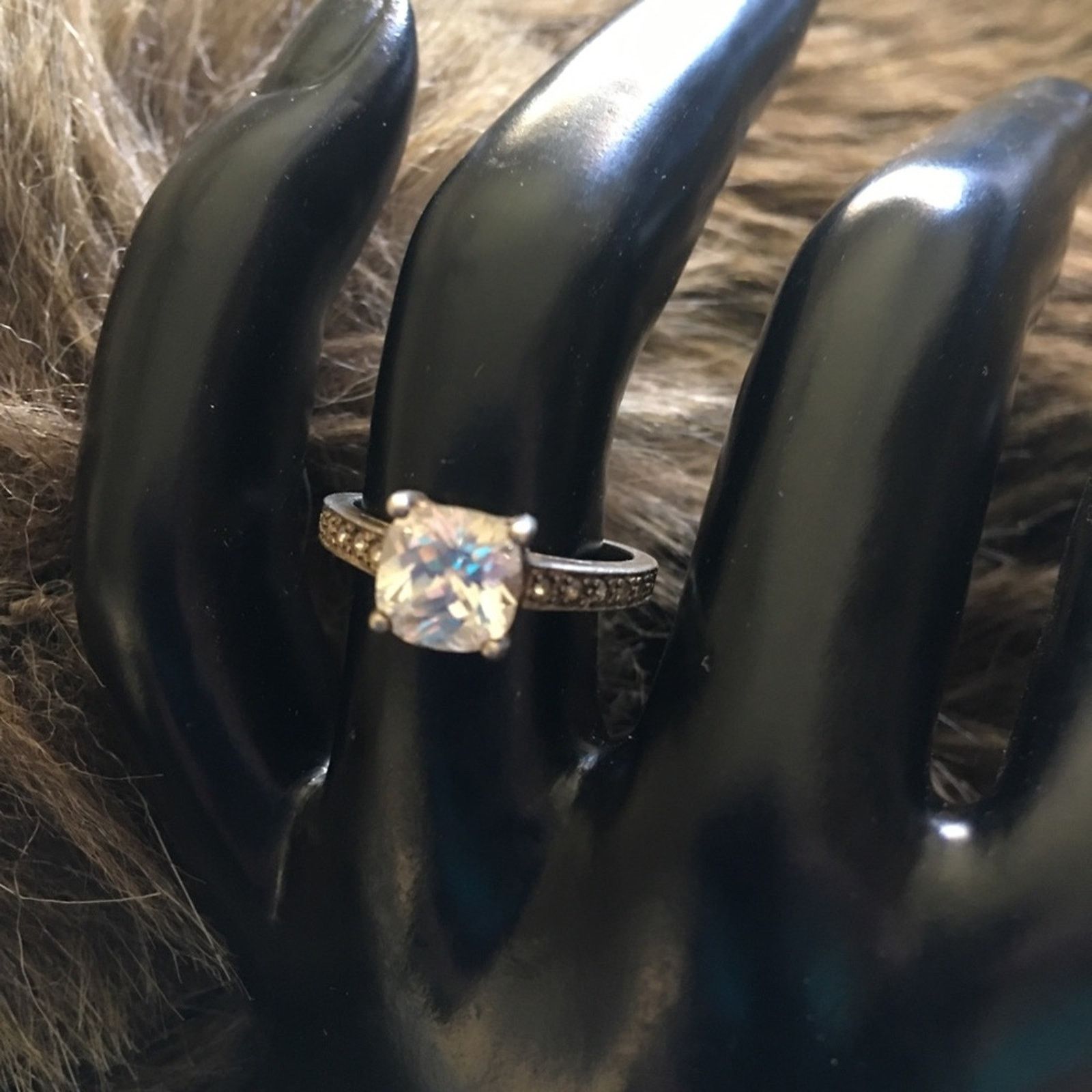 Vintage Vintage Avon .925 sterling silver CZ heart ring Size ONE SIZE - 4 Thumbnail