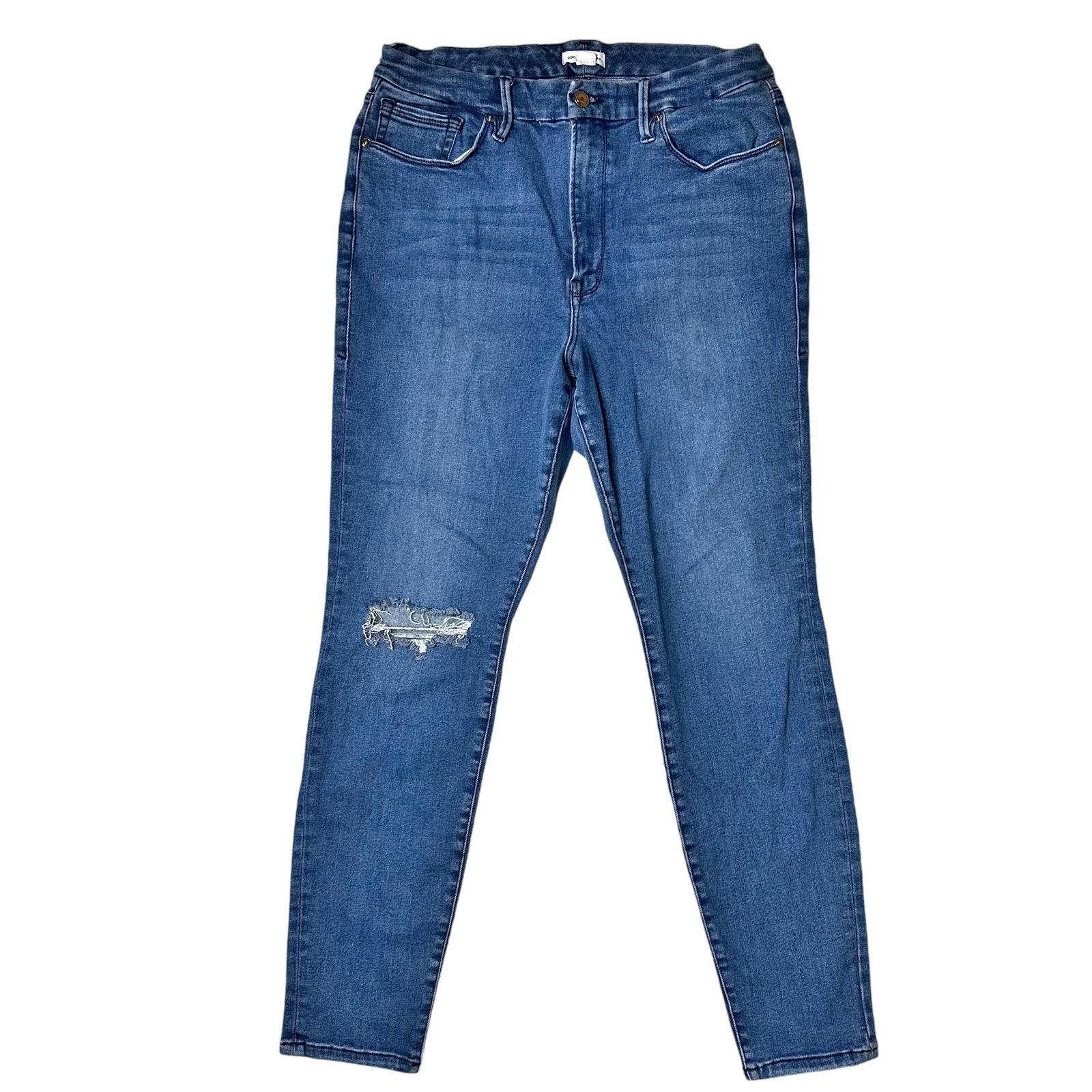 Good American Good American Women's Distressed Skinny Jeans Blue 14/16 Size 36" / US 14 / IT 50 - 1 Thumbnail