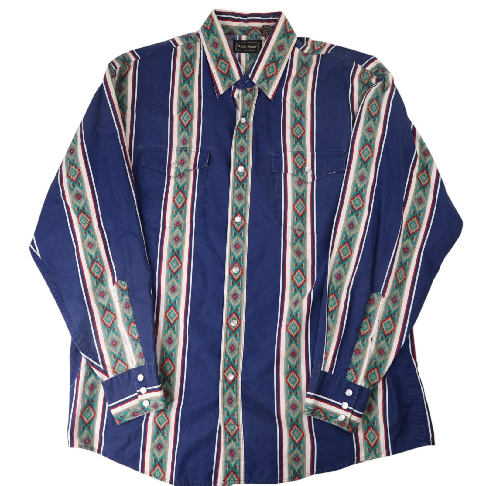 Vintage VTG High Noon Vertical Aztec Striped Pearl Snap Shirt Size US L / EU 52-54 / 3 - 1 Thumbnail