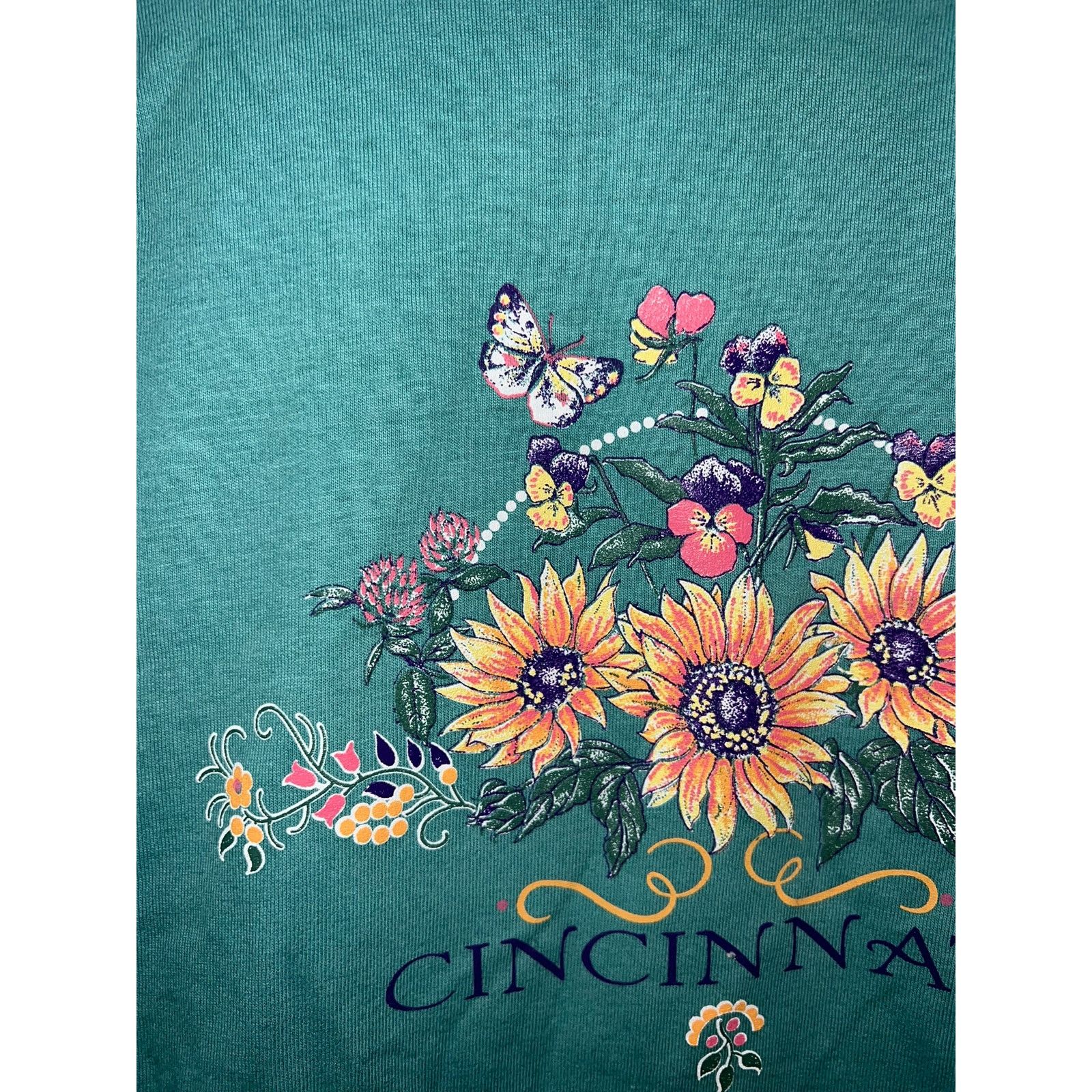 Jerzees 90s Vintage Cincinnati Garden Butterfly Green Shirt VTG M Size US M / EU 48-50 / 2 - 3 Thumbnail