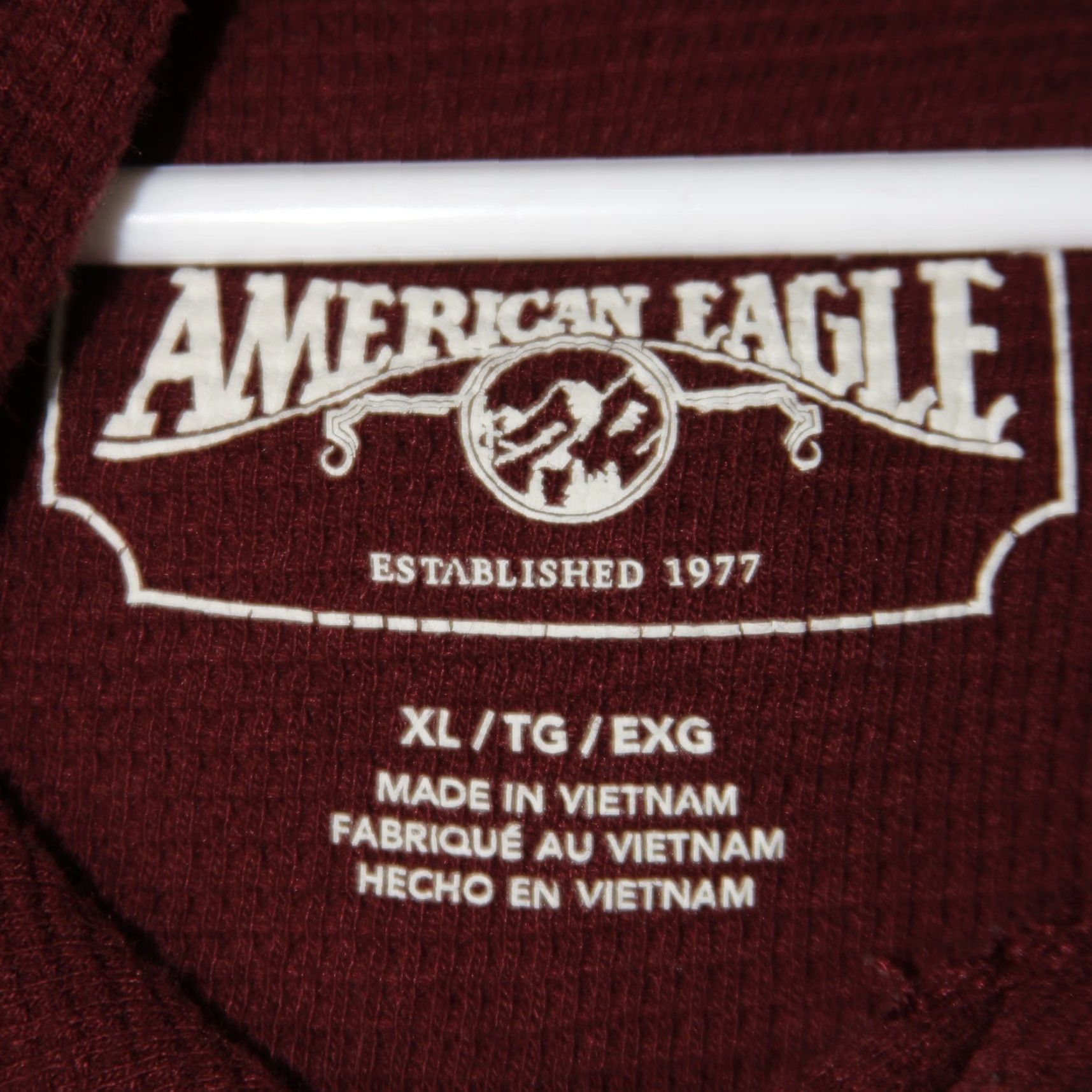 American Eagle Outfitters American Eagle Hoodie Mens XL Burgundy Waffle Knit Thermal Pullover XL Size US XL / EU 56 / 4 - 3 Thumbnail
