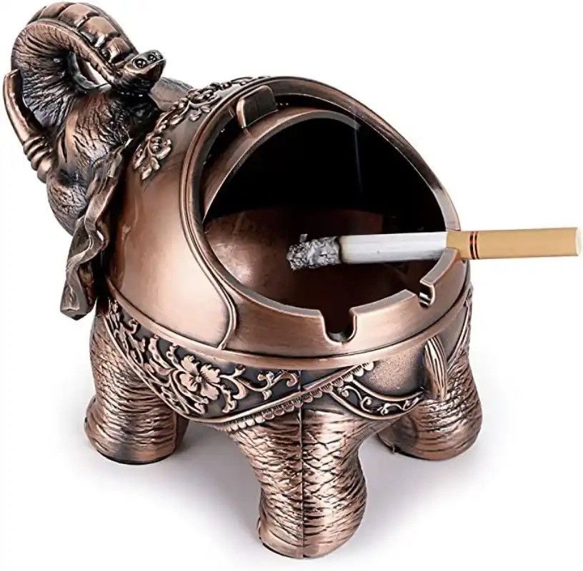 Vintage Windproof Ashtray with Lid-Elephant Shaped Table Ashtray Size ONE SIZE - 1 Thumbnail