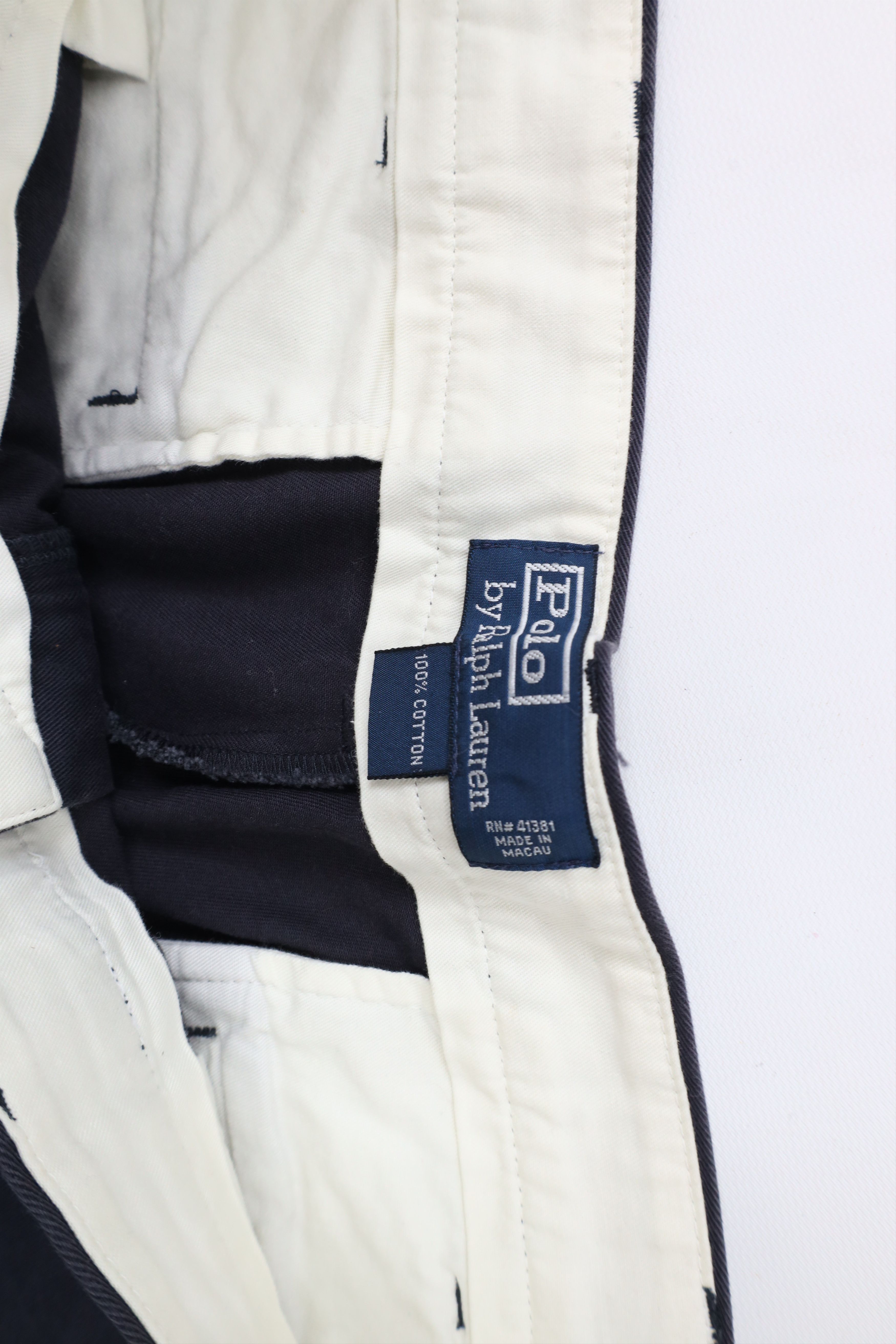 Ralph Lauren × Vintage Vintage 90s Ralph Lauren Wide Leg Chino Pants Navy Blue Size US 38 / EU 54 - 8 Thumbnail