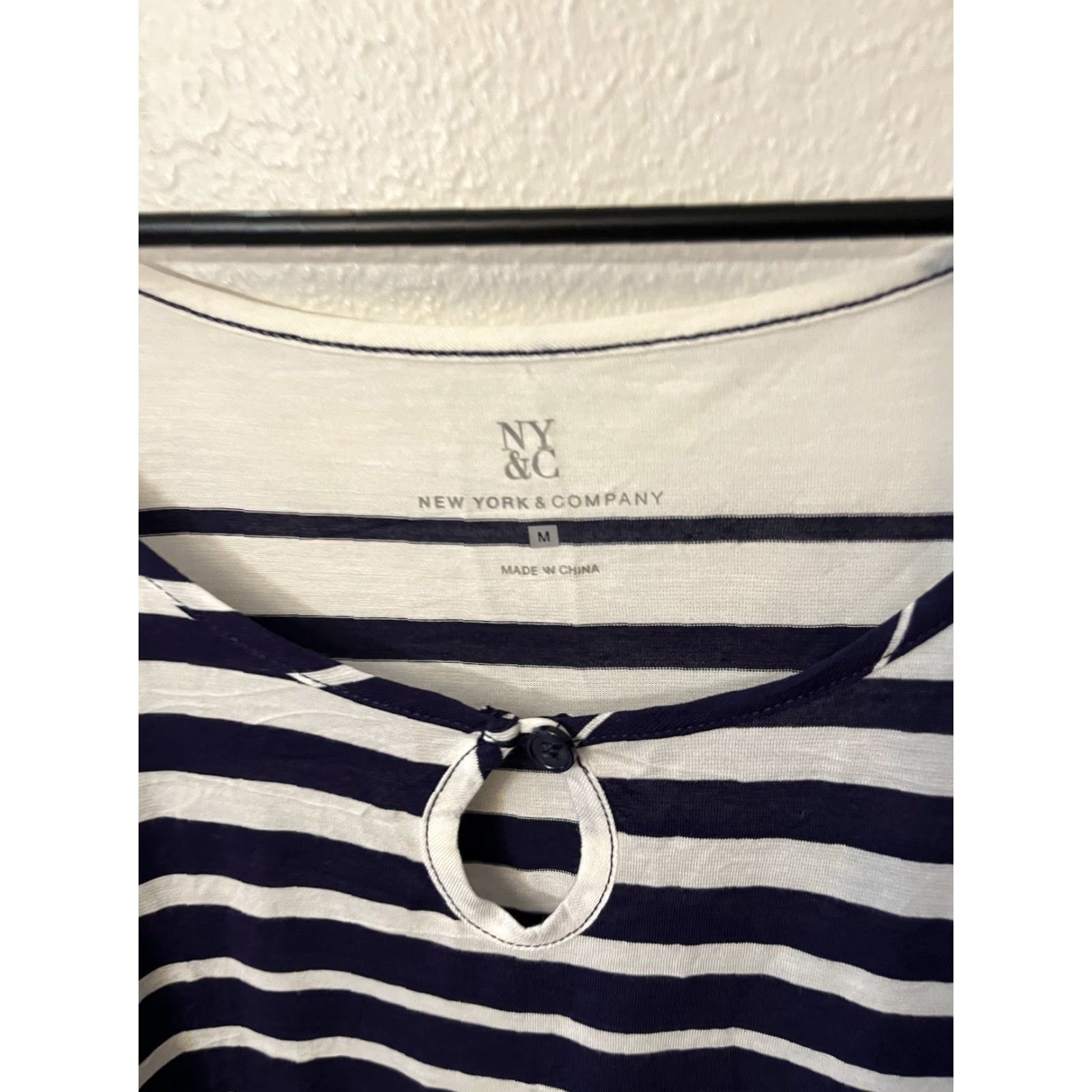 Vintage NY Collection Blue Stripe Cold Shoulder Blouse Tunic, Size Medium, Womens Size M / US 6-8 / IT 42-44 - 2 Thumbnail