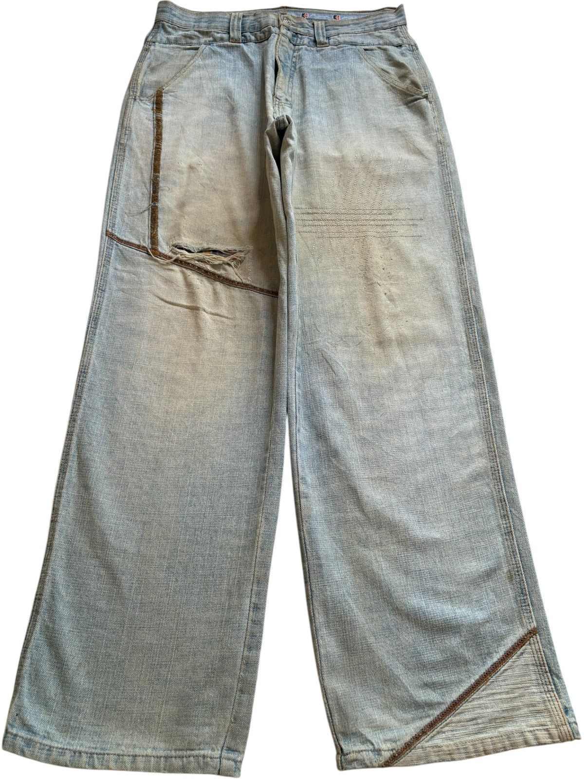 Japanese Brand Vintage Kno Betta Light Mud Wash Distressed Baggy Jeans Size US 32 / EU 48 - 1 Thumbnail