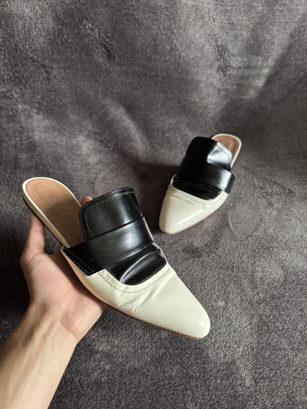Marni Marni mules leather white and black vintage Size US 9 / IT 39 - 1 Thumbnail