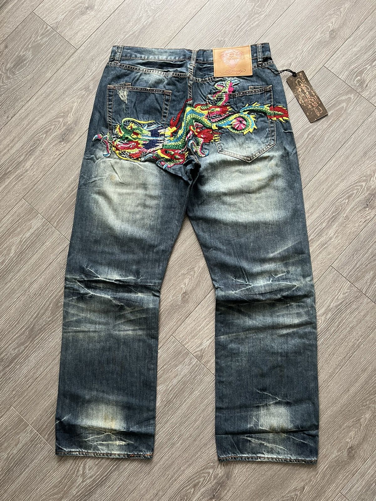 image of Ed Hardy Jeans By Christian Audigier Pants Dragon in Denim, Men's (Size 36)