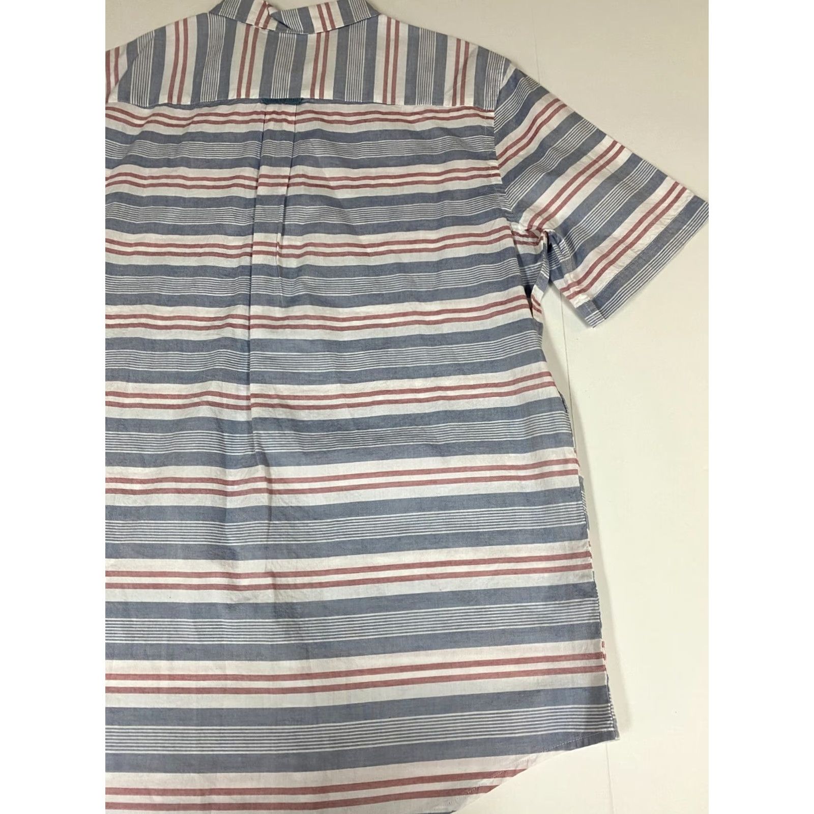 Chaps Chaps Shirt L Men Blue Striped Button-Down Short Sleeve Cotton Knit Casual Surf 90s? Size US L / EU 52-54 / 3 - 7 Thumbnail