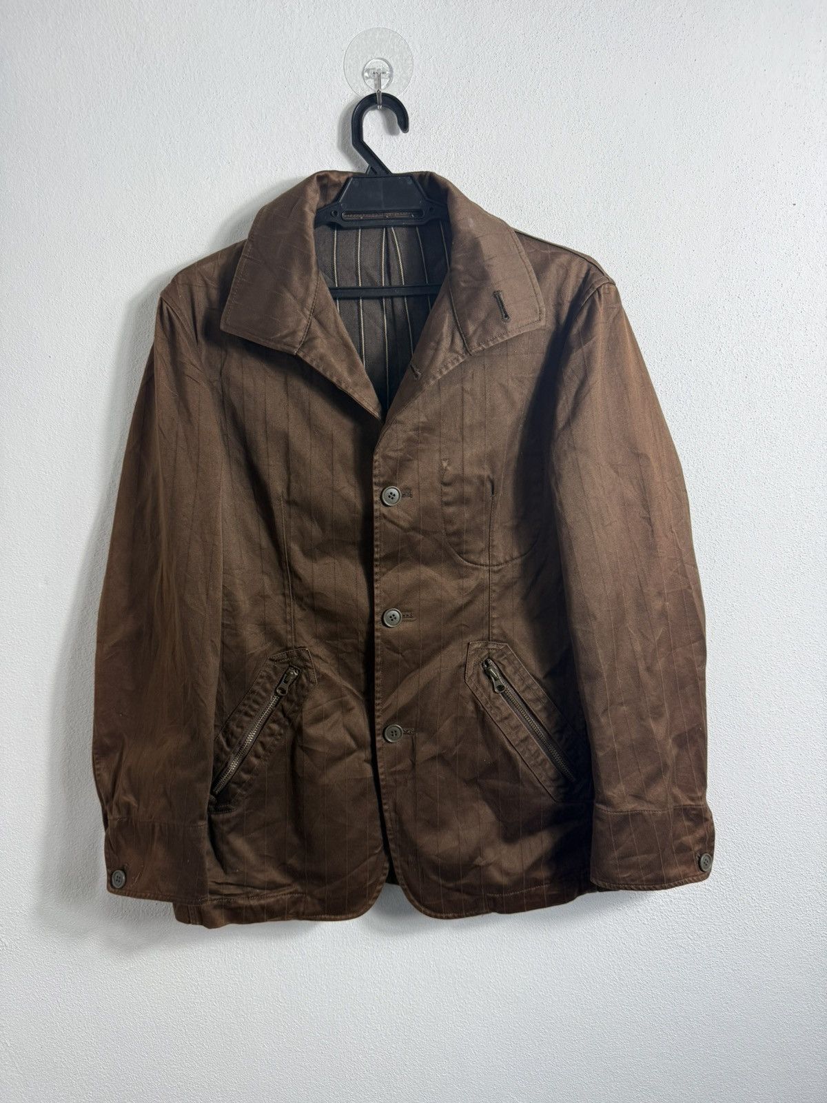 PPFM BROWN STRIPEJAPANESE CASUAL JACKET BY PPFM JAPANESE BRAND Size US S / EU 44-46 / 1 - 1 Thumbnail