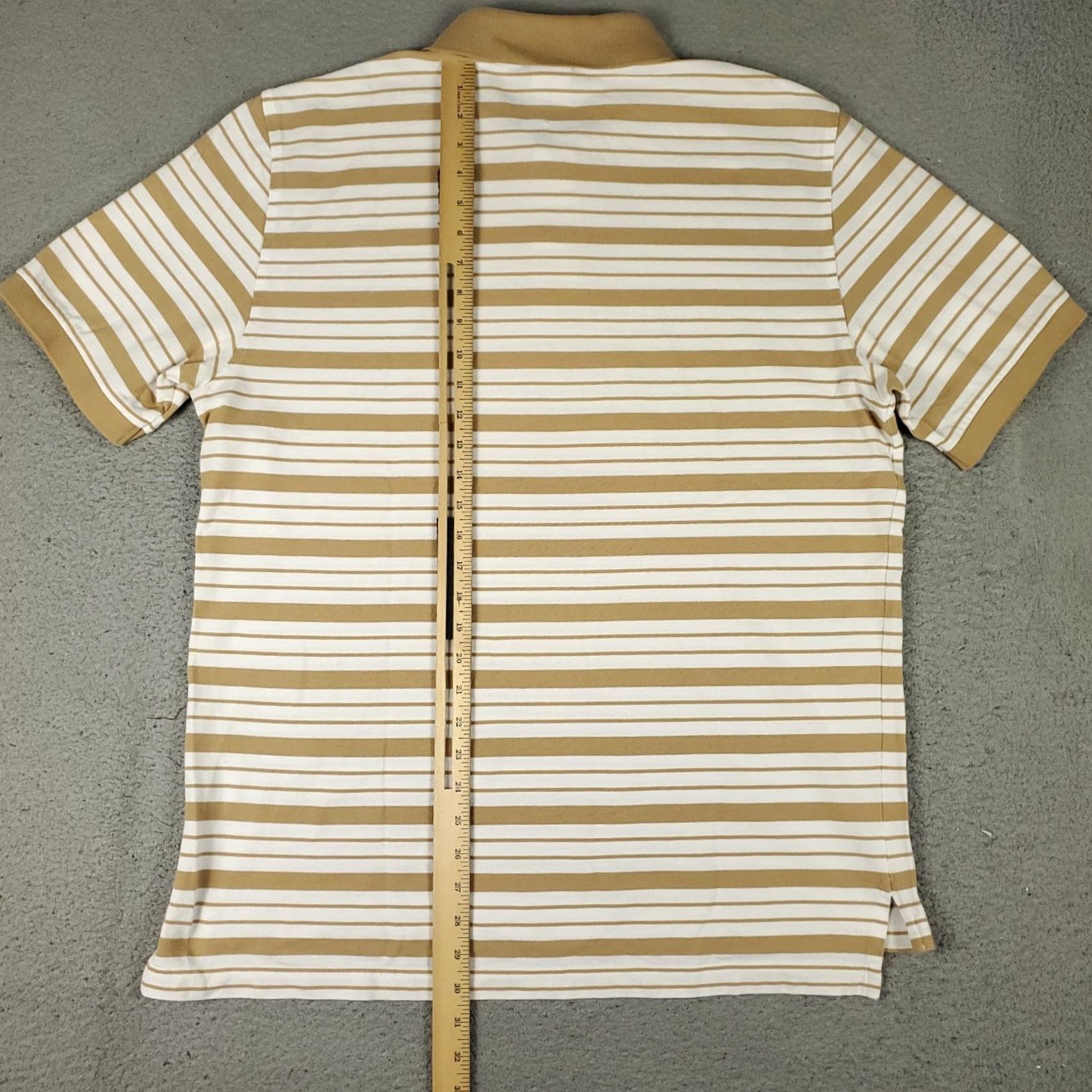 Brooks Brothers Brooks Brothers Polo Shirt Mens L Beige Striped Short Sleeve Button Collar Knit Cotton Casual Classic Preppy Modern Sports Size US L / EU 52-54 / 3 - 3 Thumbnail