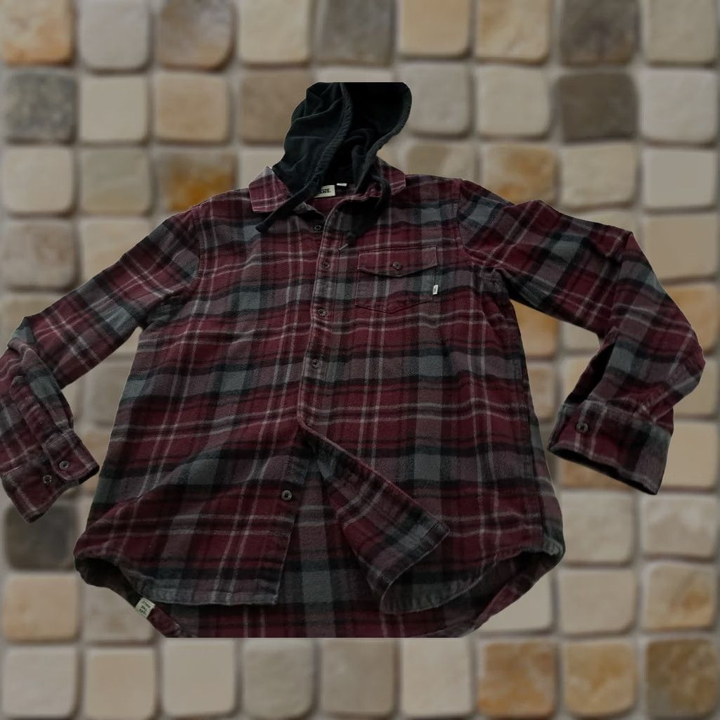 Vans VINTAGE Vans Flannel Hooded Shirt Small Plaid Button Full Size US S / EU 44-46 / 1 - 1 Thumbnail