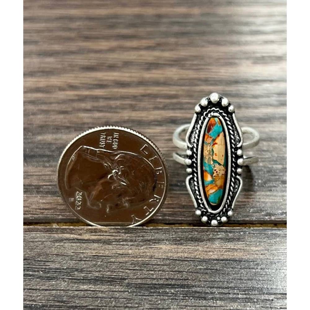 Other Southwestern Gemstone Adjustable Statement Cuff Ring with Br Size ONE SIZE - 3 Thumbnail