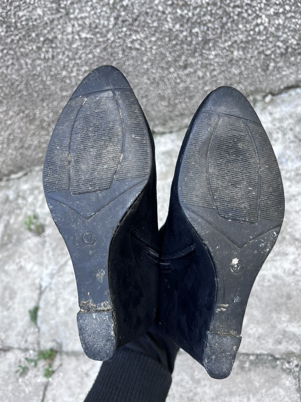 Rick Owens Wedge Asymmetrical Zip Black Indie Sleaze Boots Size US 7 / IT 37 - 7 Thumbnail