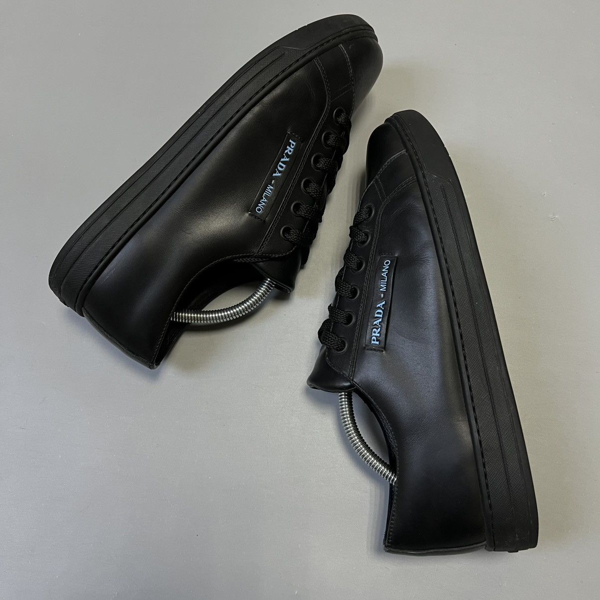 Prada Prada Sneakers Leather Shoes Black Luxury UK 8 men's Size US 9 / EU 42 - 2 Thumbnail