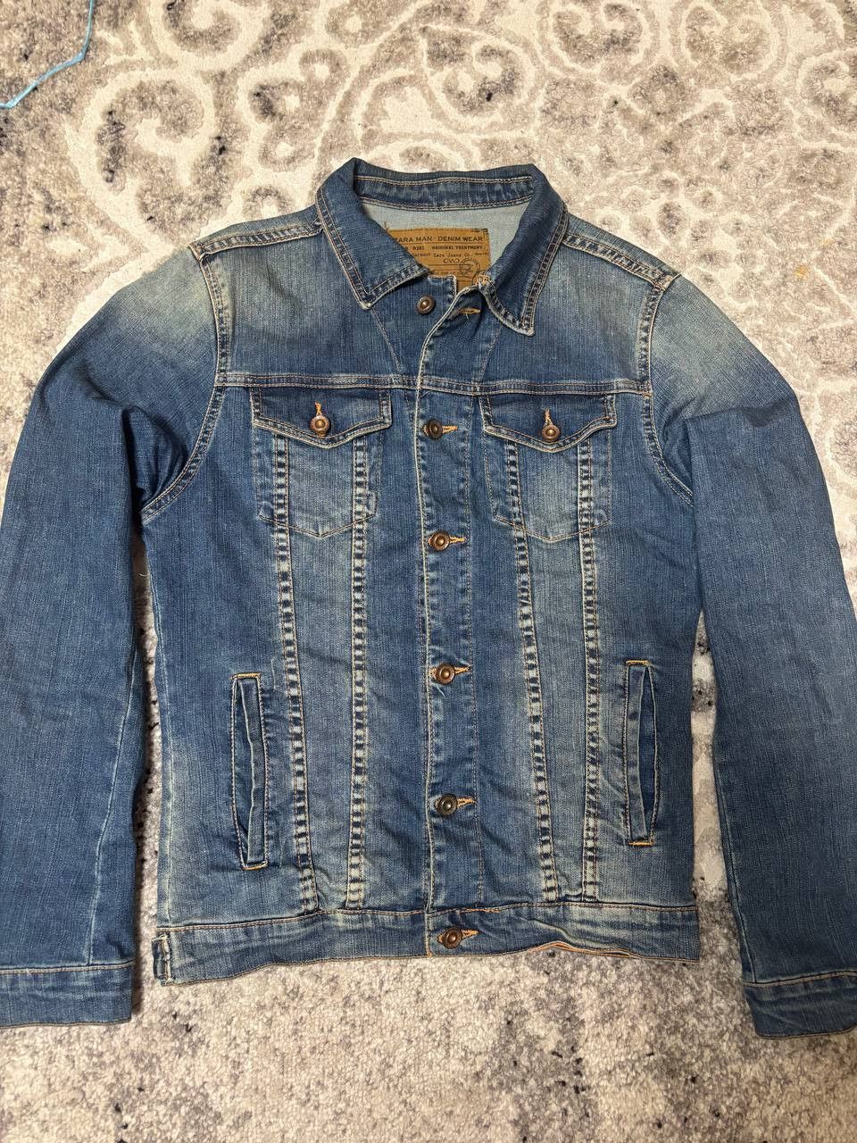 Zara Zara Man Vintage Denim Jacket Blue Distressed Wash Size M Size US M / EU 48-50 / 2 - 5 Thumbnail