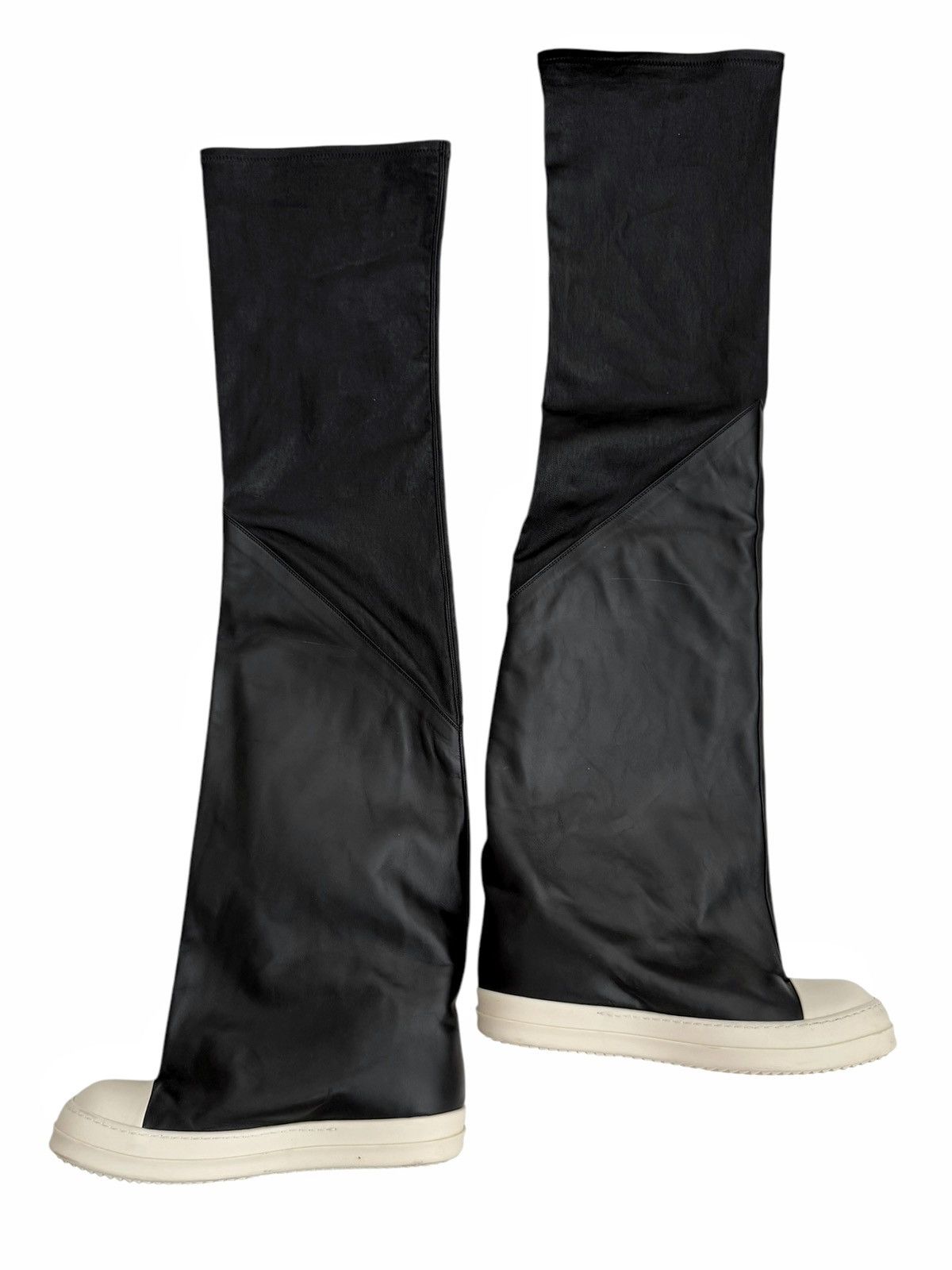 Rick Owens Rick Owens Oblique Leather Flared Sock Ramones Boots Size US 10 / EU 43 - 2 Thumbnail