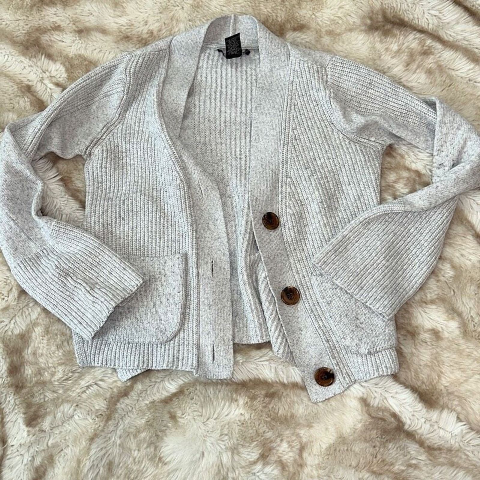 Other Design 365 Gray Knit Cardigan with Brown Buttons | Sz S Size S / US 4 / IT 40 - 2 Thumbnail