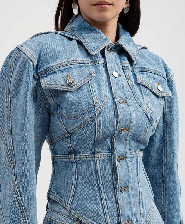 Mugler o1s22i1n1024 Corset Denim Jacket in Blue Size XS / US 0-2 / IT 36-38 - 5 Thumbnail