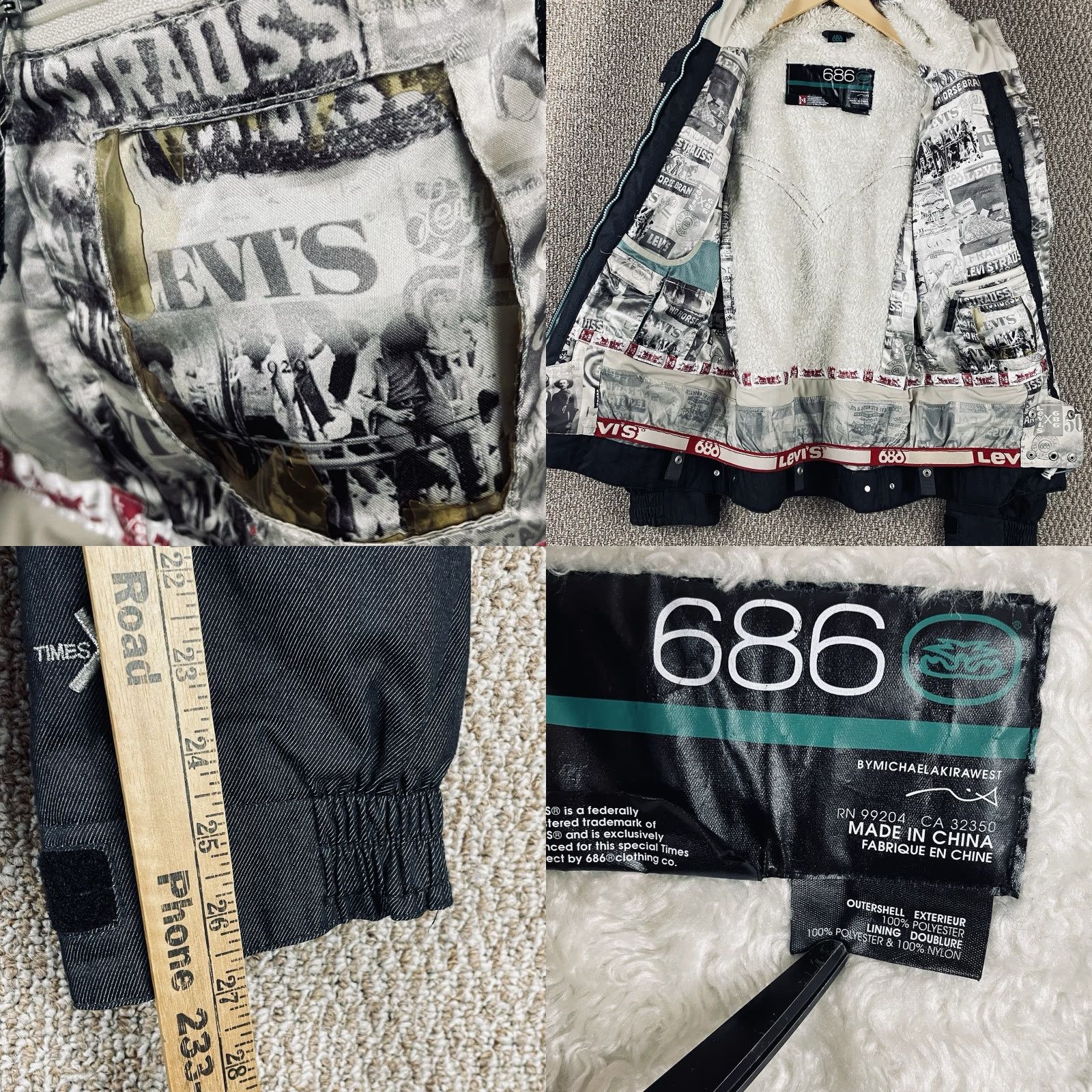 686 VINTAGE 686 x Levi’s Jacket Women’s M Denim Blue Ski Snow Jacket Regular Lined Pockets Logo Akira West R1 Size M / US 6-8 / IT 42-44 - 9 Thumbnail