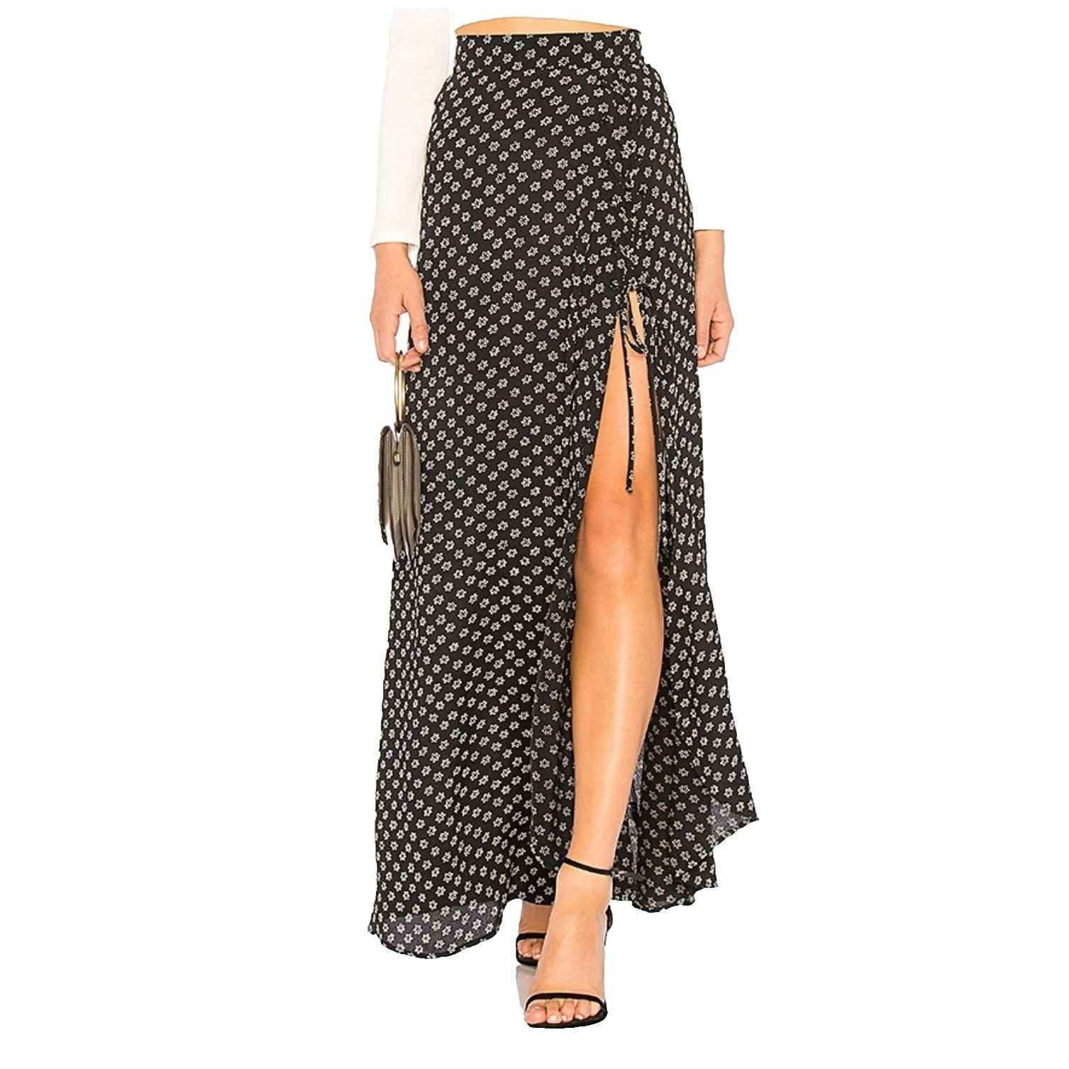 Other Flynn Skye Presley Wish Upon A Star Black Slit Maxi Skirt Re Size 30" / US 8 / IT 44 - 2 Thumbnail