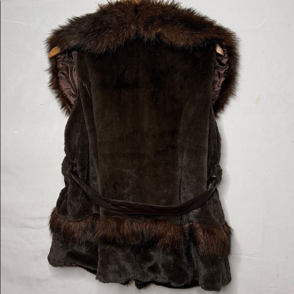 The Unbranded Brand Essori chocolate brown faux fur front closure vest sz L/XL Size L / US 10 / IT 46 - 5 Thumbnail