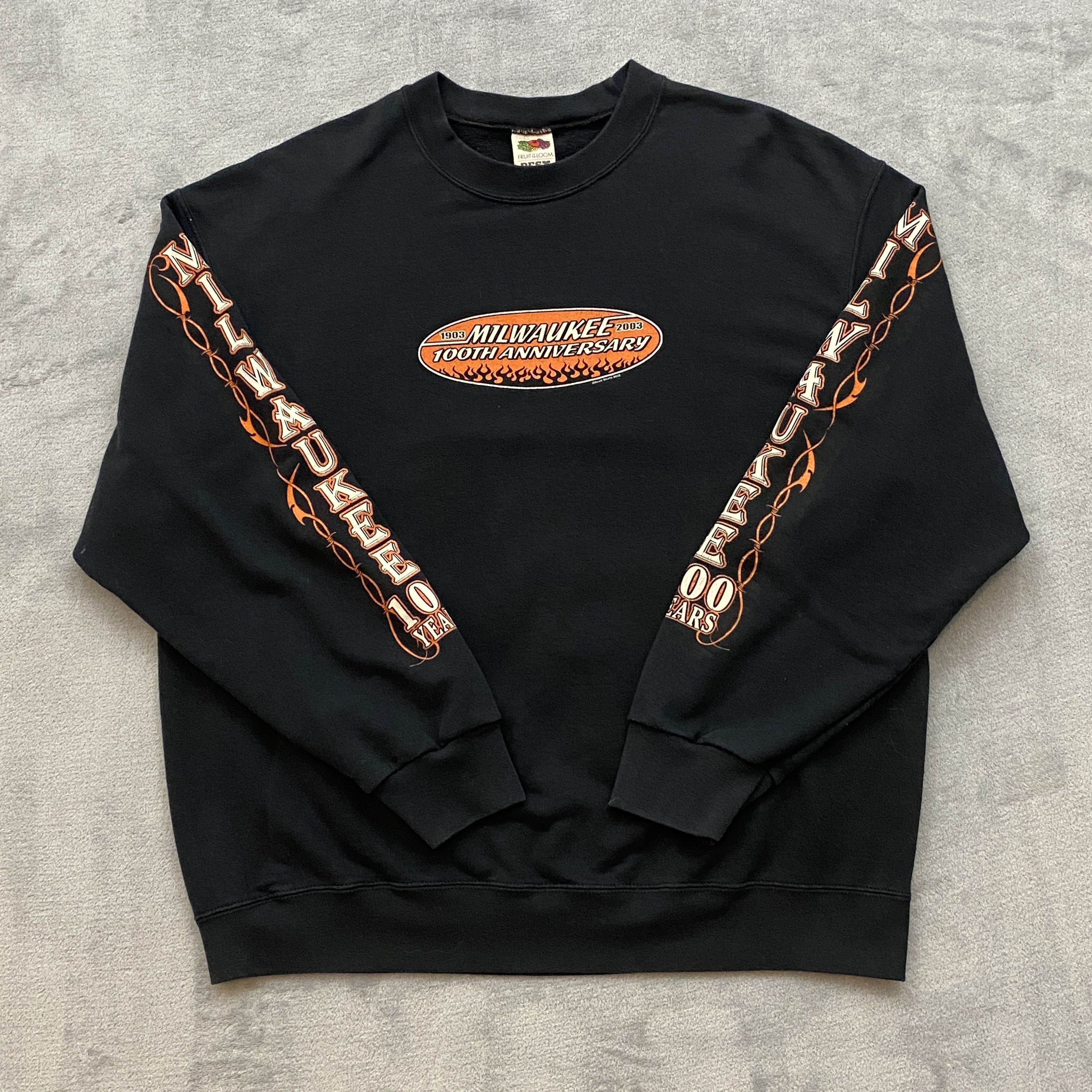Harley Davidson × Vintage Sweatshirt Men Large MILWAUKEE 100TH ANNIVERSARY Size US L / EU 52-54 / 3 - 4 Thumbnail