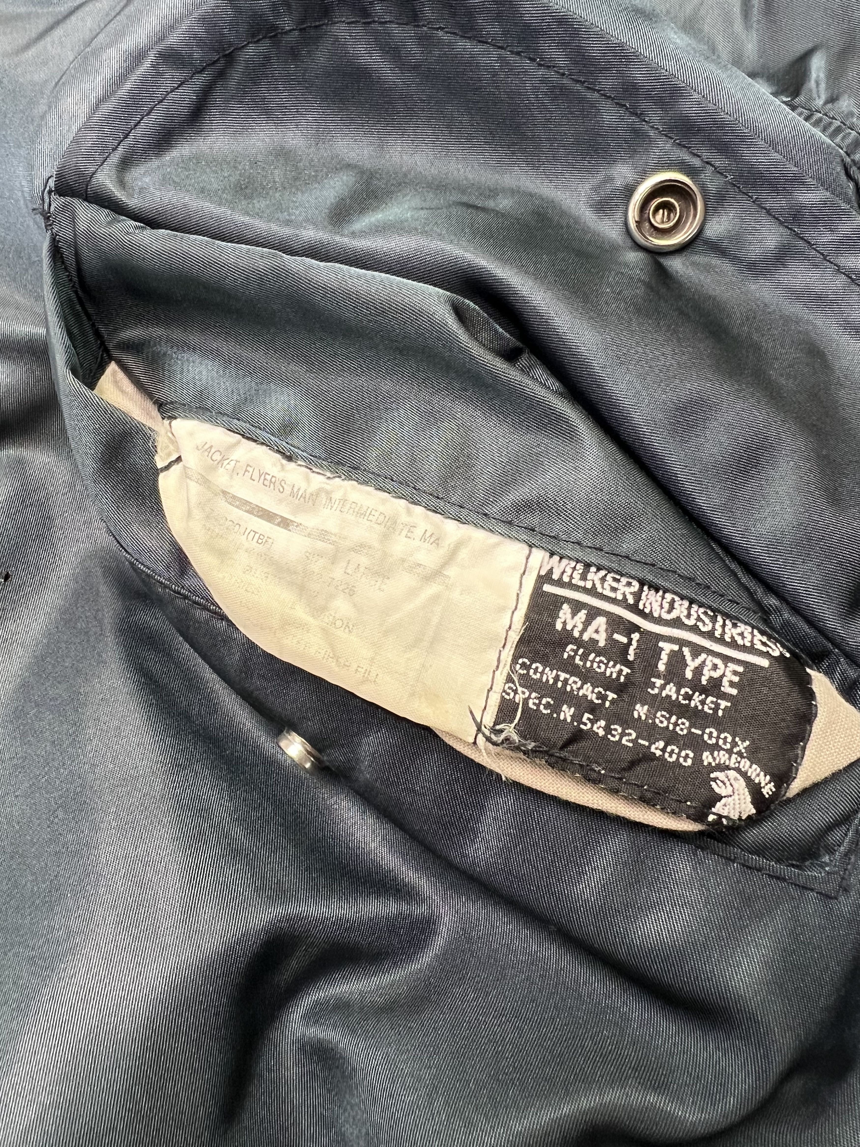 Other WILKER MA-1 BOMBER JACKET BLUE MADE IN USA Size US L / EU 52-54 / 3 - 7 Thumbnail