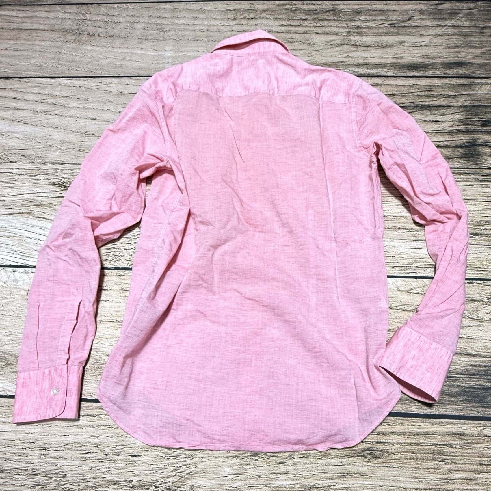 Hugo Boss HUGO BOSS Shirt Mens M Pink Slim Button-Up Collared Pocket Lightweight Cotton Linen Pockets Slim Size US M / EU 48-50 / 2 - 5 Thumbnail