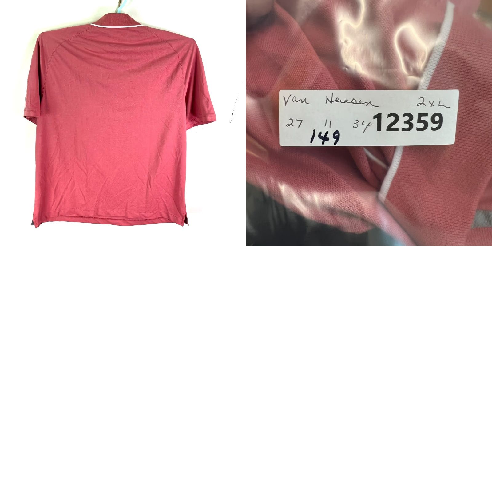 Van Heusen Van Heusen Polo Shirt Mens Regular Fit 2XL Pink Cotton Polyester Cotton Blend Short Sleeve Reg US Model Size US XXL / EU 58 / 5 - 8 Thumbnail