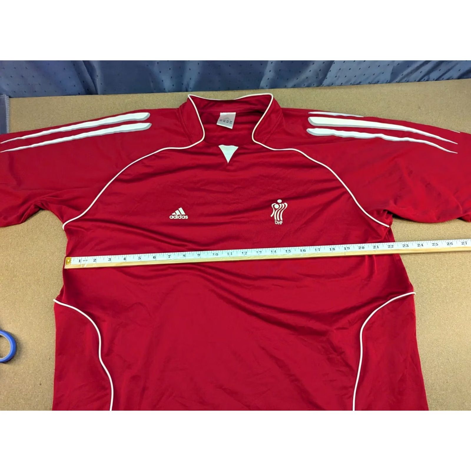 Adidas Adidas Denmark 2005 Handball Team Jersey Mens Size L Football Shirt Short Sleeve Pullover Quick Dry Red 100% Polyester Athletic Sports Jersey Mens Size US L / EU 52-54 / 3 - 6 Thumbnail