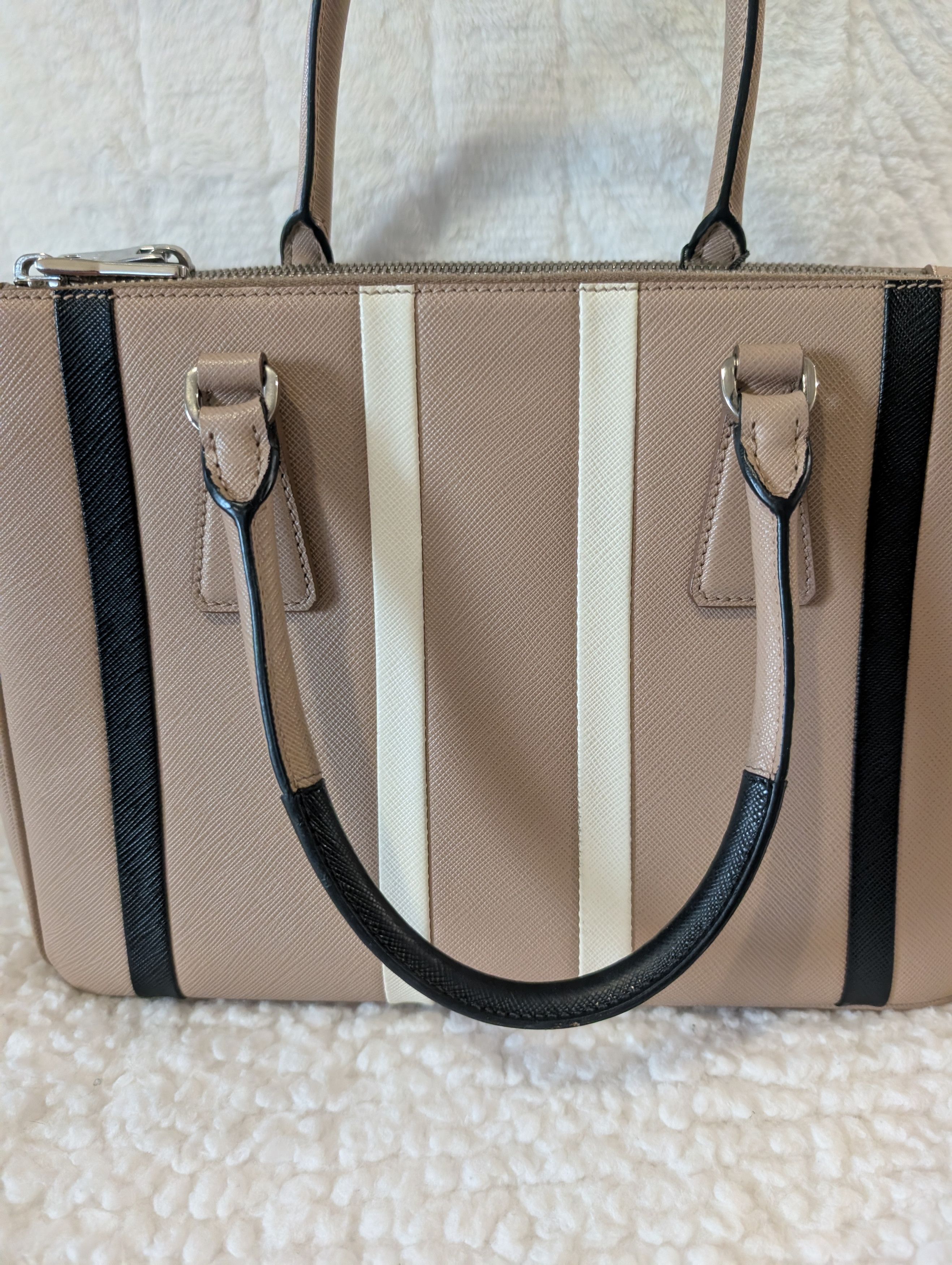 Prada PRADA tricolor stripe Saffiano Top Handle Satchel Size ONE SIZE - 3 Thumbnail