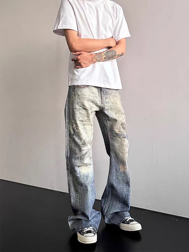 Designer × Jean × Vintage Street Hip Hop Splattered Ink Vintage Micro Flare Jeans Size US 34 / EU 50 - 2 Thumbnail