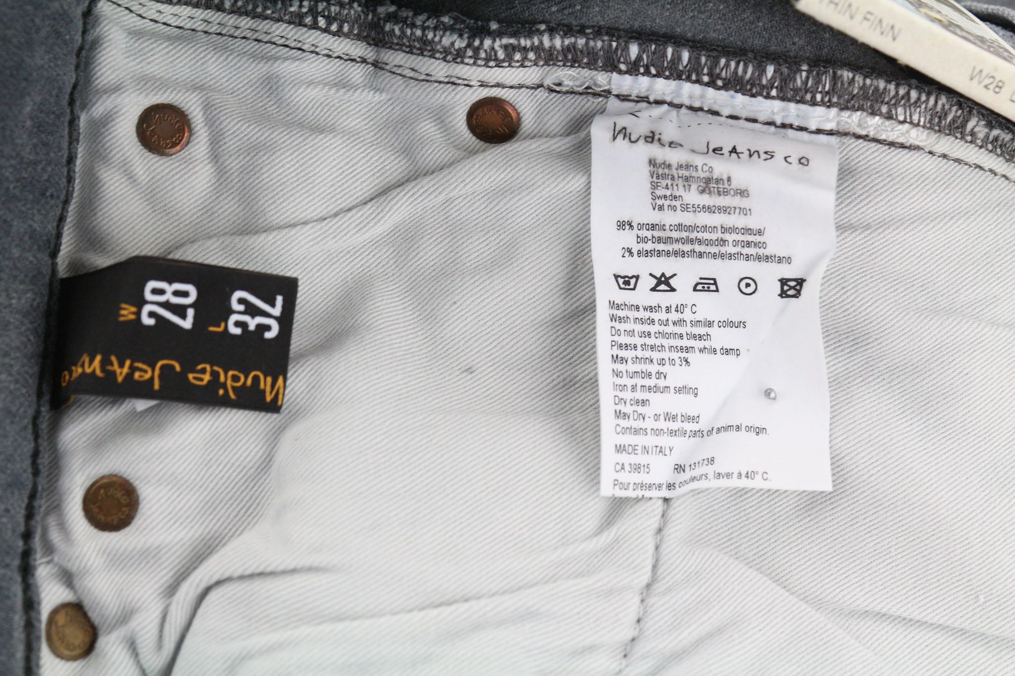 Nudie Jeans THIN FINN W28/L32 Slim Fit Grey Cotton Stretch 80628 Size US 28 / EU 44 - 9 Thumbnail