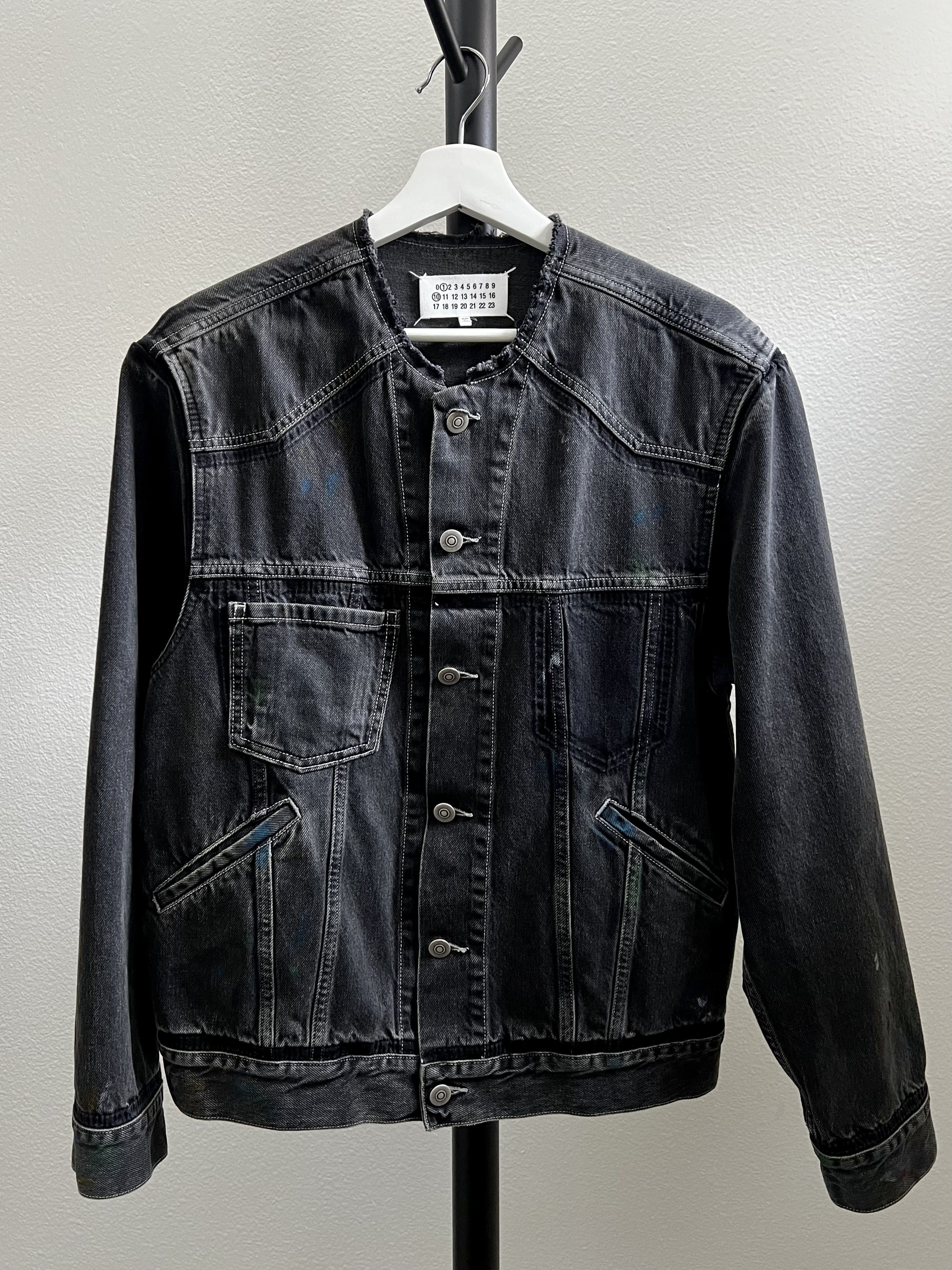 Maison Margiela Black Painted Denim Jacket | Grailed