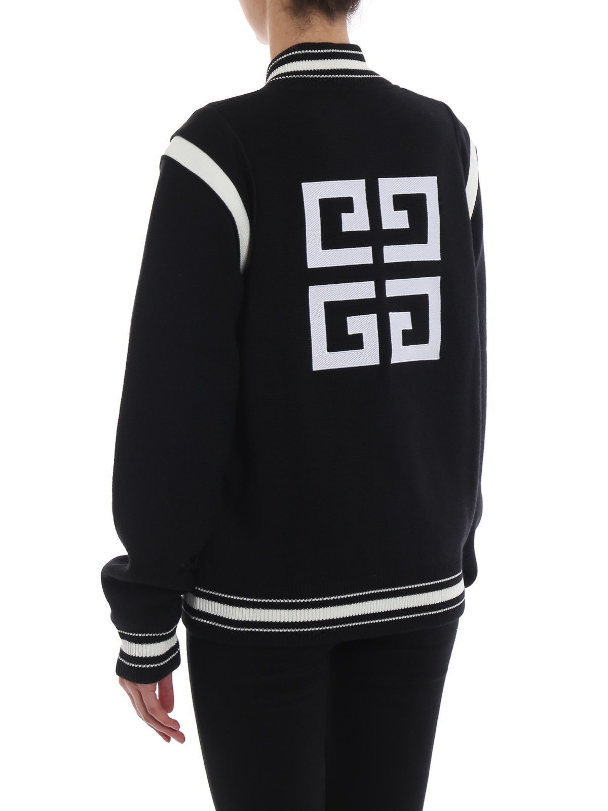 Givenchy o1srvl11e0225 Varsity Bomber Jacket in Black/White Size XL / US 12-14 / IT 48-50 - 4 Thumbnail
