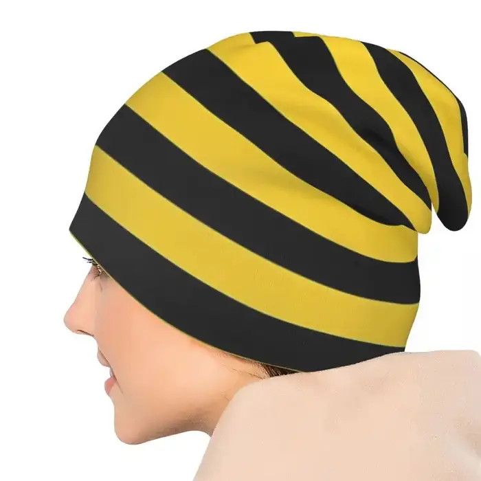 Vintage Yellow And Black Honey Bee Stripes Thin Skullies Beanies Size ONE SIZE - 4 Thumbnail