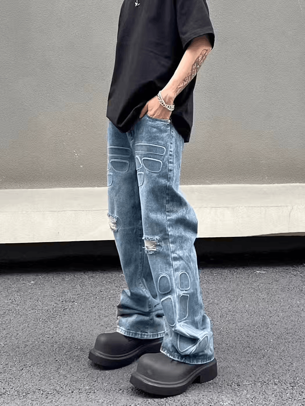Japanese Brand × Jean High street hip hop washed baggy wide leg jeans Size US 30 / EU 46 - 2 Thumbnail