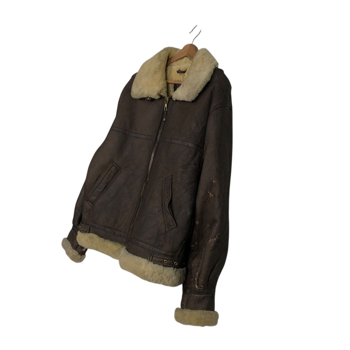 Vintage 🔥VINTAGE MILITARY B 3 LEATHER JACKET SHEARLING BLANKET Size US L / EU 52-54 / 3 - 4 Thumbnail