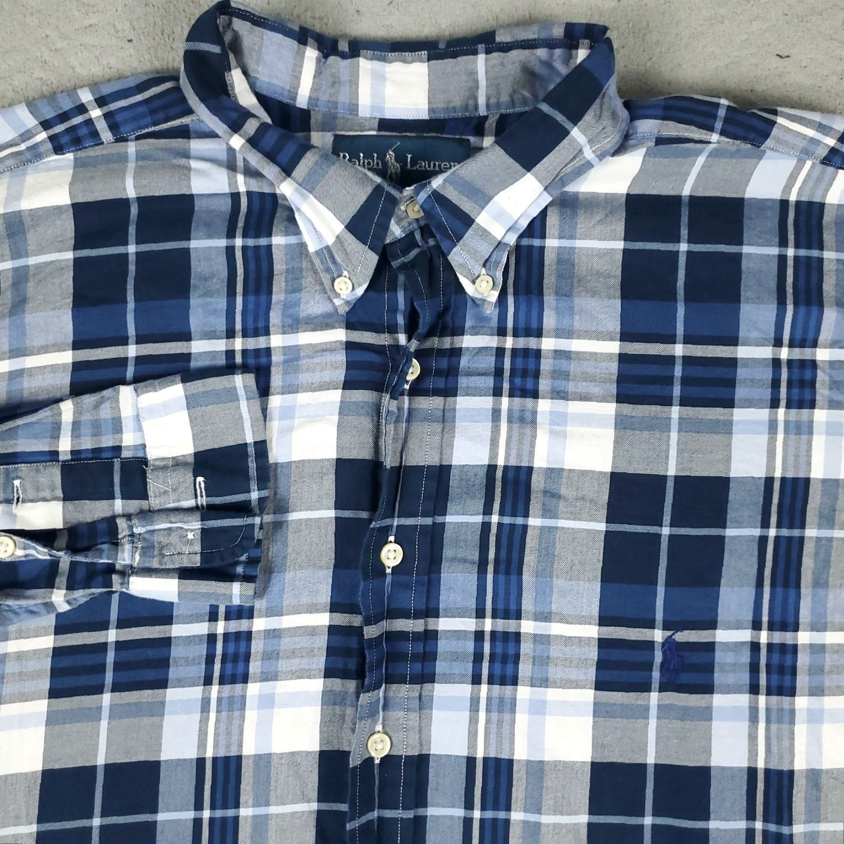 Ralph Lauren Ralph Lauren Shirt Mens 2XLT Blue Plaid Button-Up Long Sleeve Casual Front Pocket Button-Down Collar Polo Logo Modern Classic Size US XXL / EU 58 / 5 - 2 Thumbnail