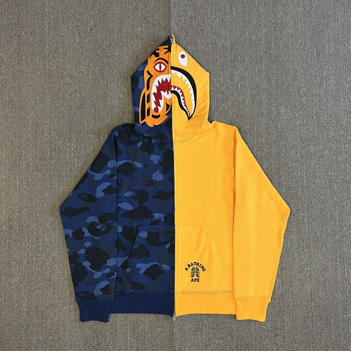 Bape Bape 1 2 Color Camo Tiger Shark Zip Up Hoodie Grailed