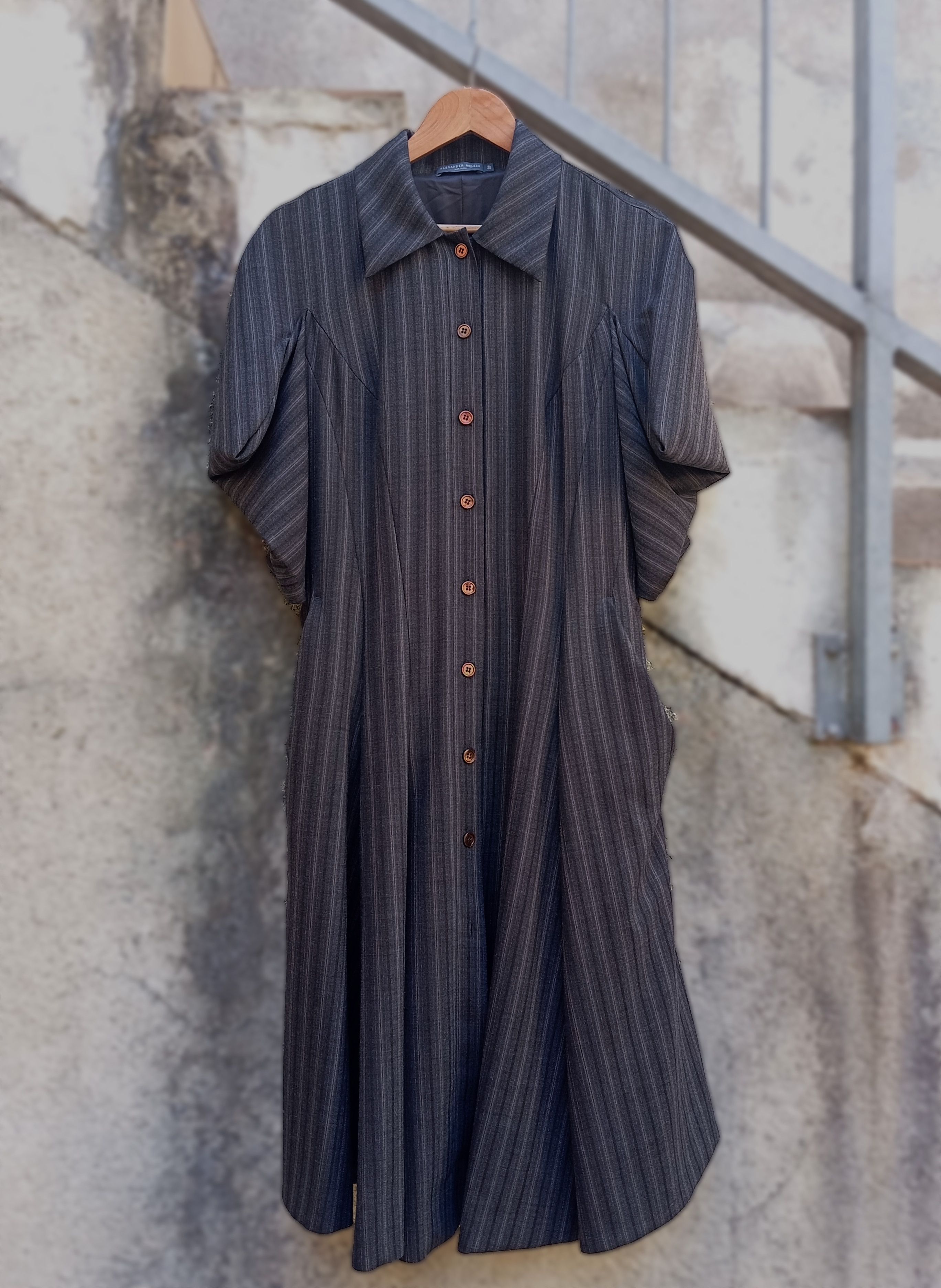 Alexander McQueen 2007 Wool stripped dress Alxender McQueen Size L / US 10 / IT 46 - 1 Thumbnail