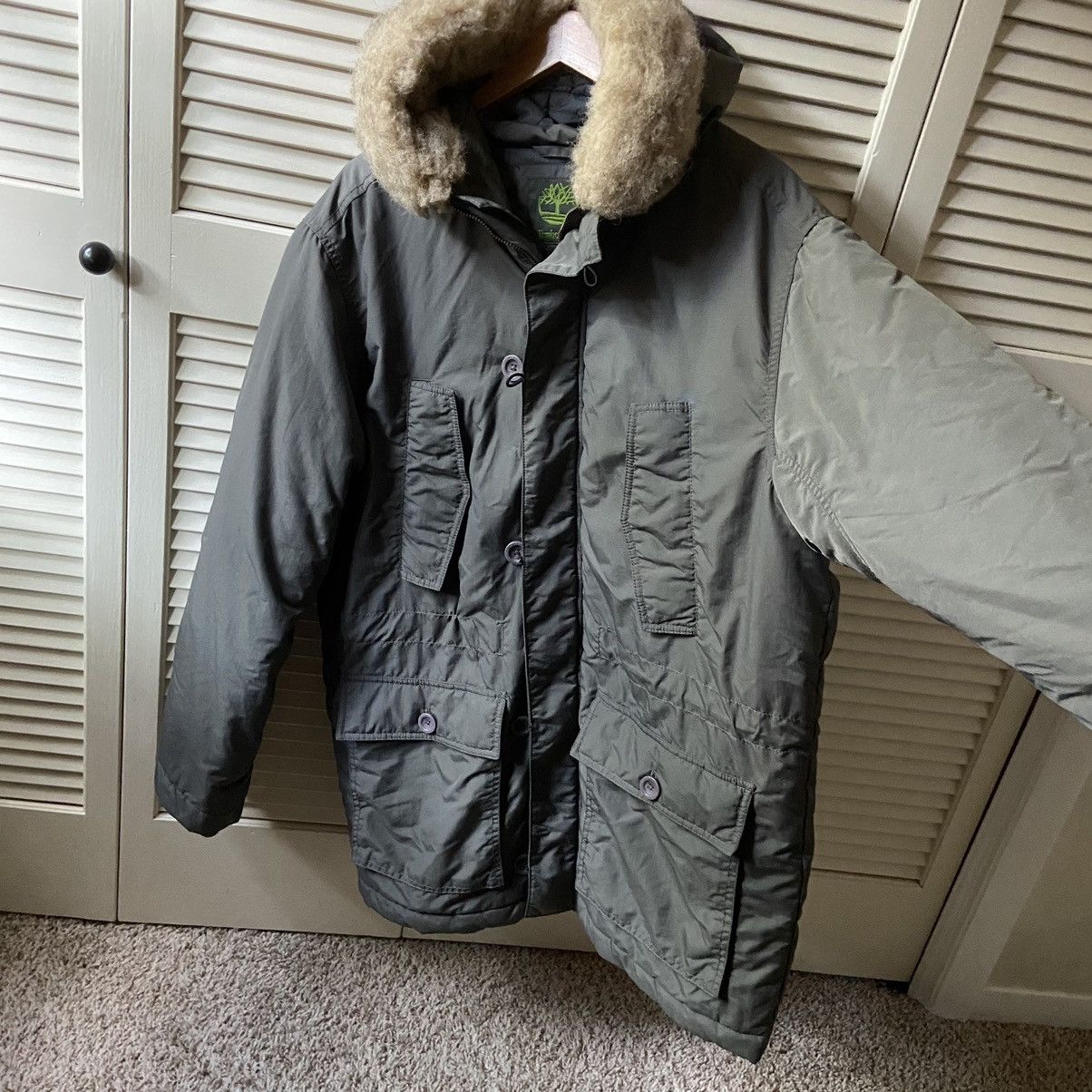 Timberland Timberland Military Green Puffer Parka Heavy Jacket Fur Hood Size US L / EU 52-54 / 3 - 3 Thumbnail