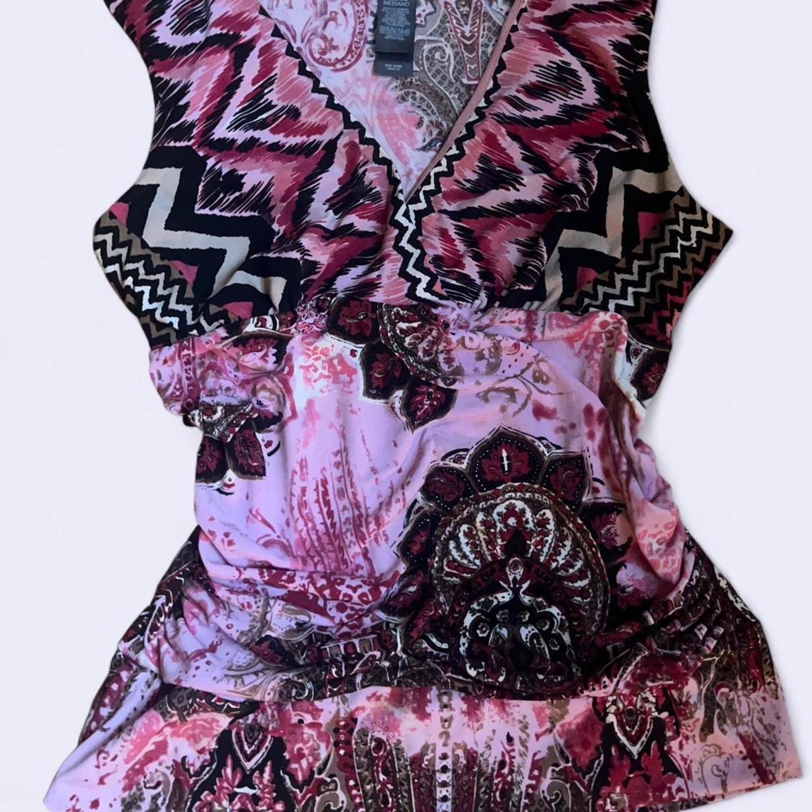 Other Pink and black paisley print top with ruffle detail #paisley Size M / US 6-8 / IT 42-44 - 2 Thumbnail