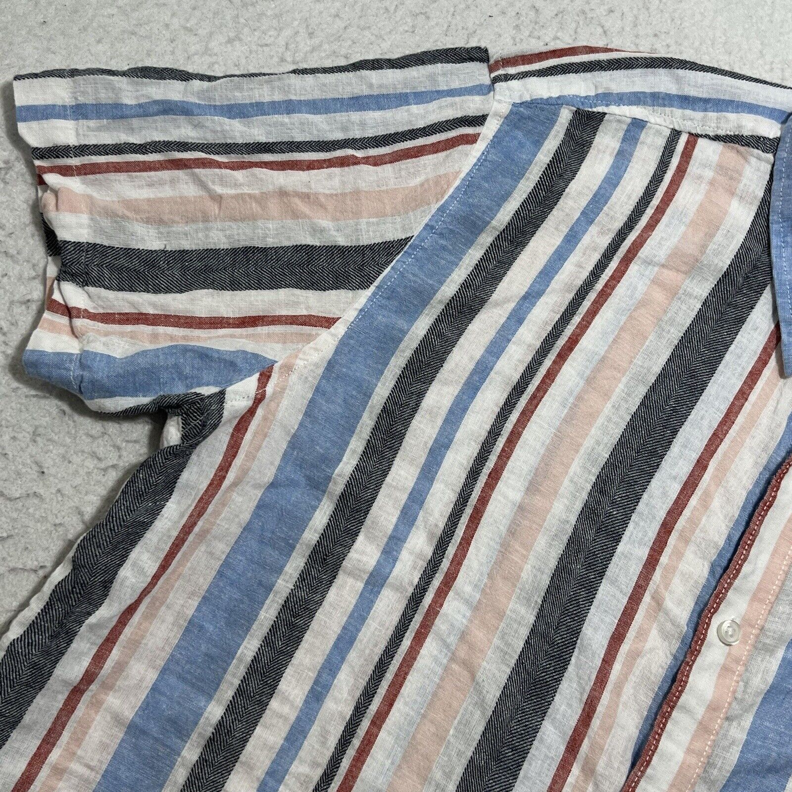 Other Sun StoneLinen Blend Button Up Shirt Short Sleeve Striped Size US XXL / EU 58 / 5 - 6 Thumbnail