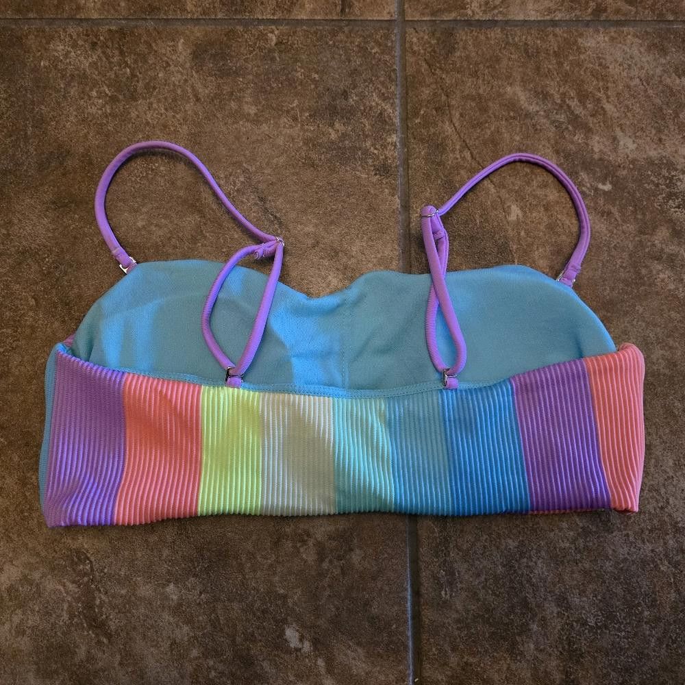 Rap Tees Multicolored Neon Striped NOBO Bikini Top Size ONE SIZE - 2 Thumbnail