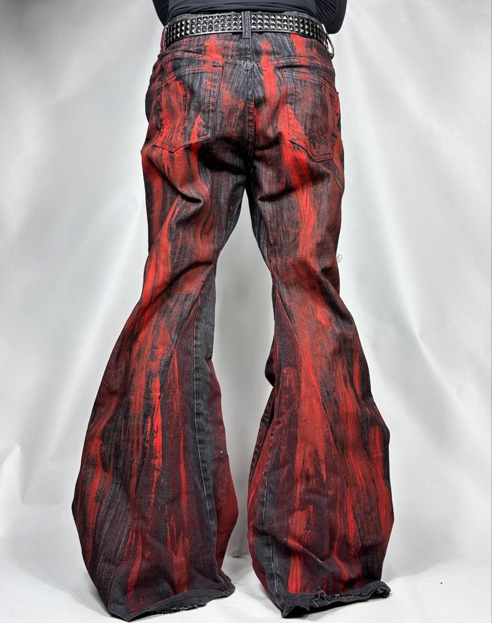Japanese Brand Custom Black Baggy Distressed Jeans Painted Wide Leg Size US 31 - 3 Thumbnail