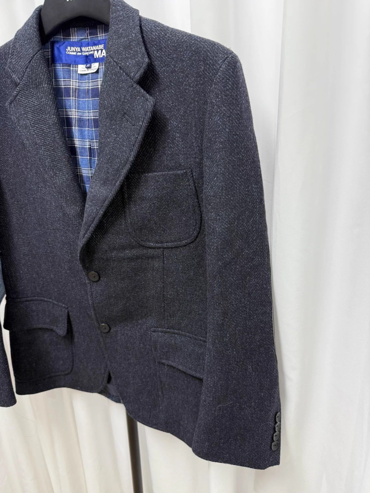 Comme des Garcons JUNYA WATANABE MAN Wool Denim Patchwork Leather Elbow Jacket Size US XS / EU 42 / 0 - 3 Thumbnail